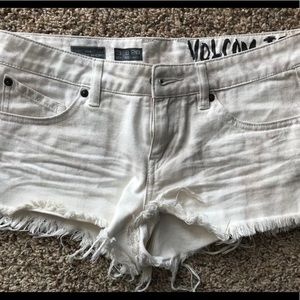 White Volcom Jean Shorts